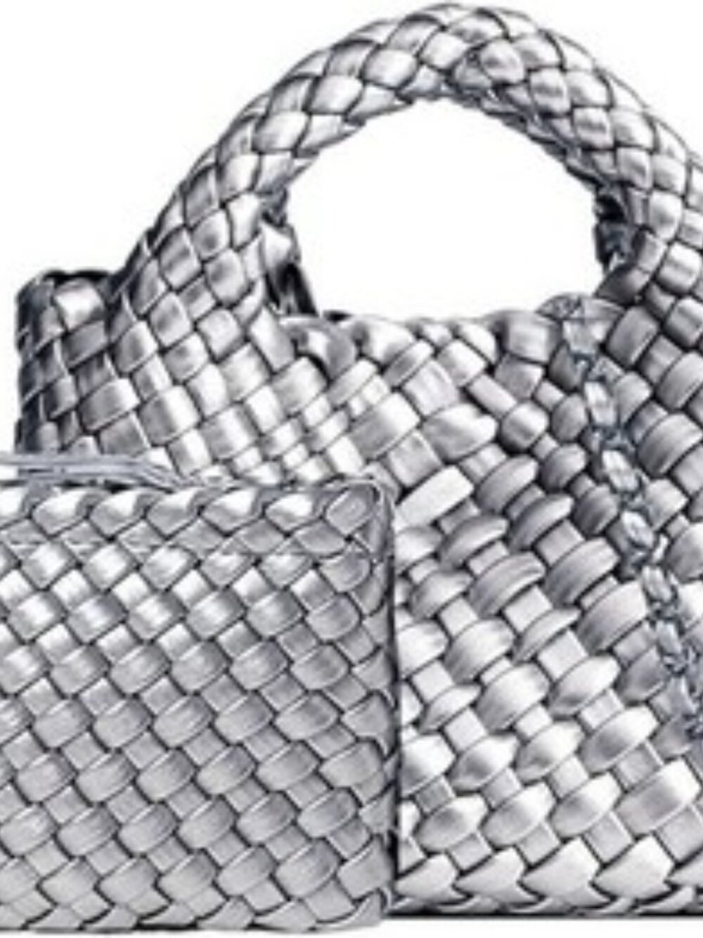 Woven Tote Bag for Women with Coin Purse, Foldable Chain Small Crossbody Handbag